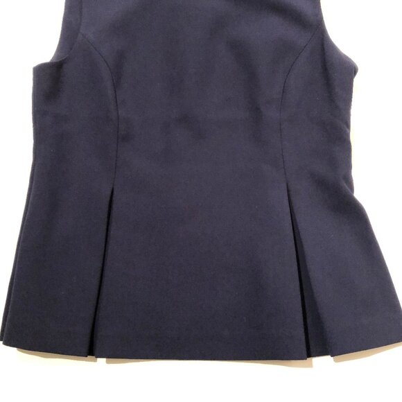 Diane von Furstenberg Slvless Scoop Nk Fitted Peplum Top Navy Sz 4 NWOT - Picture 3 of 8